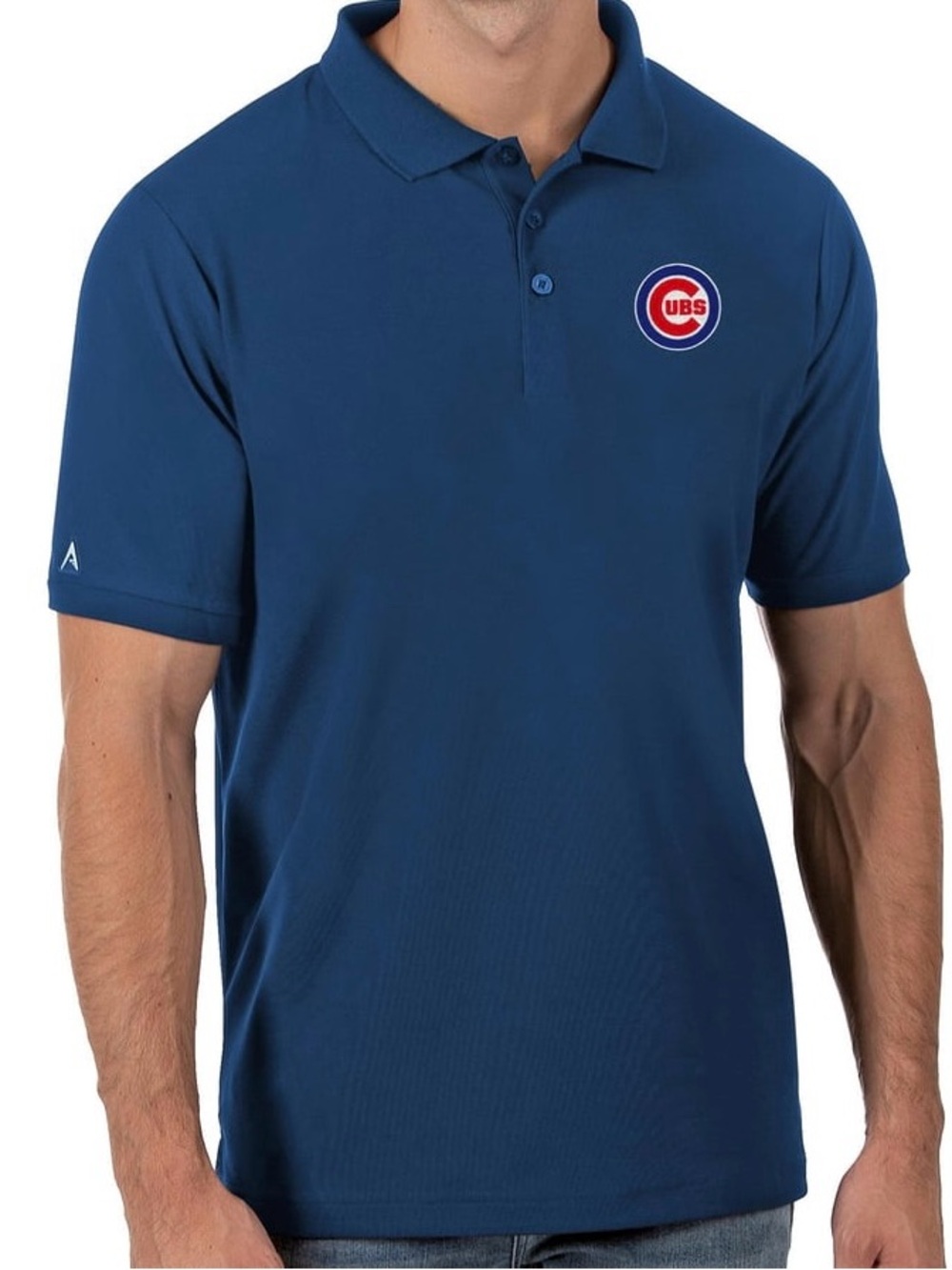 Antigua Men's XXL Chicago Cubs Navy Blue Mesh Knit Polo Shirt